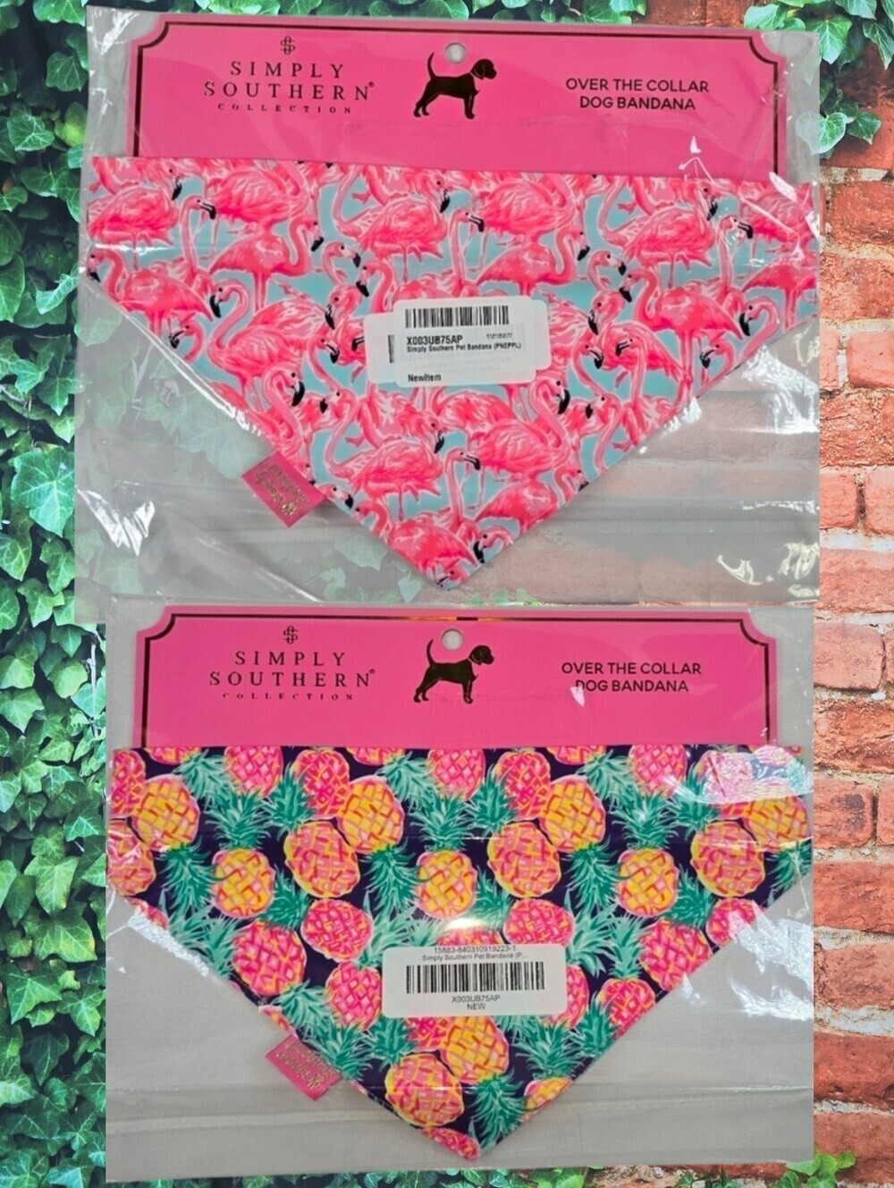 Simply Southern | (2) Vibrant & Fun Over The Collar Dog Bandanas NWT!